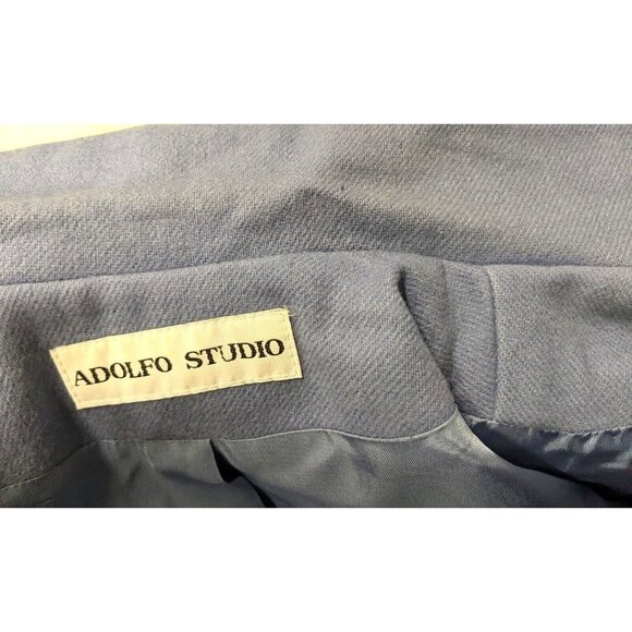 ADOLFO STUDIO - WOMEN'S BLUE ONE-BUTTON 100% WOOL BLAZER JACKET - SIZE 14P - Picture 15 of 15